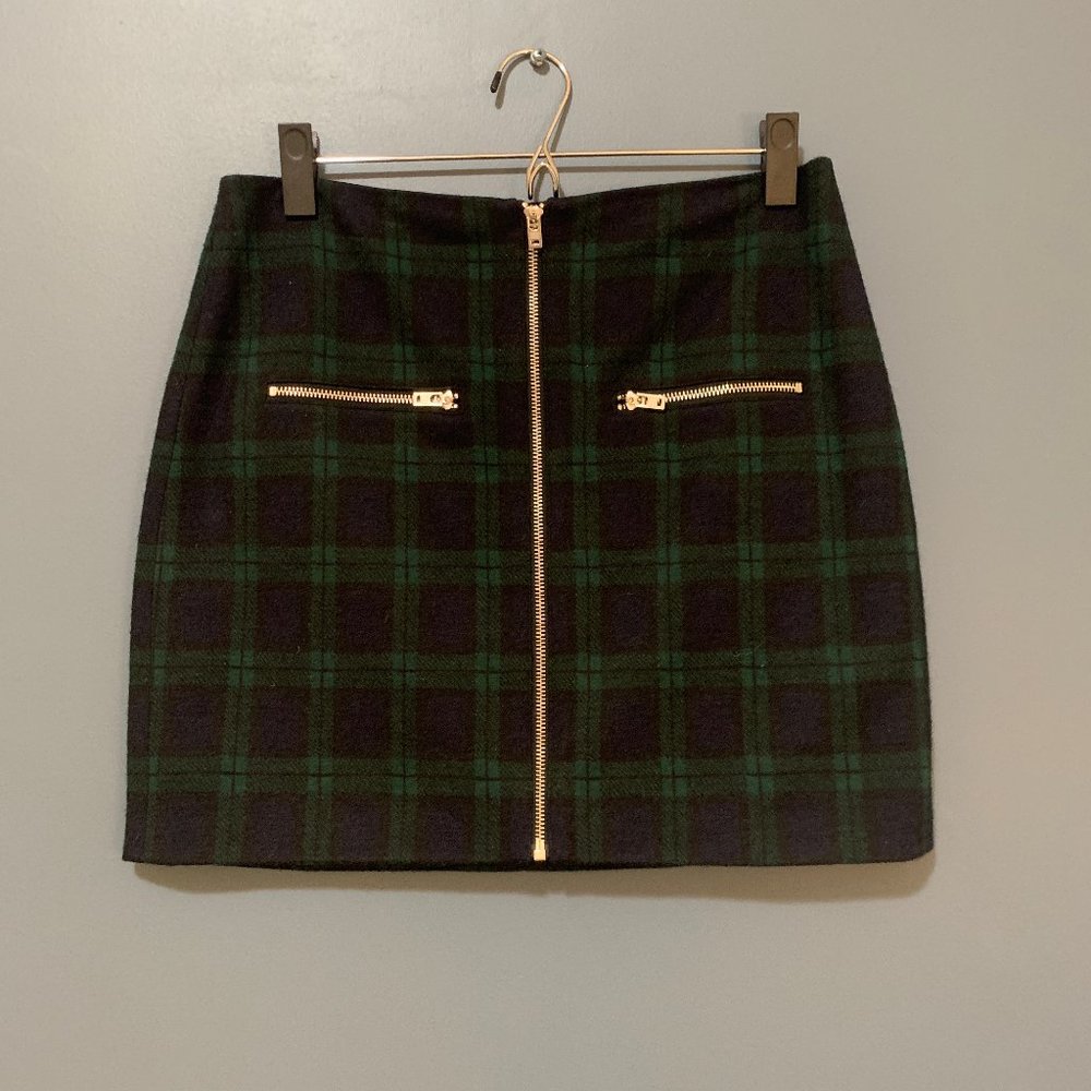 Madewell Zip Skirt in Dark Plaid